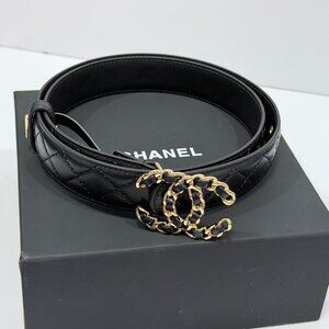 Chanel Women's Black Belt SZ 85
